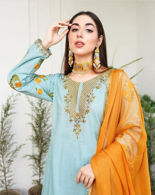 New Blue Feroza 3pcs Suit