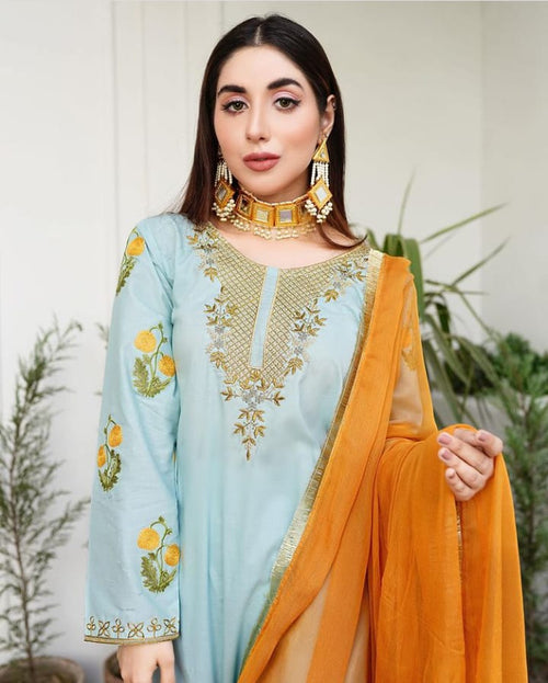 New Blue Feroza 3pcs Suit