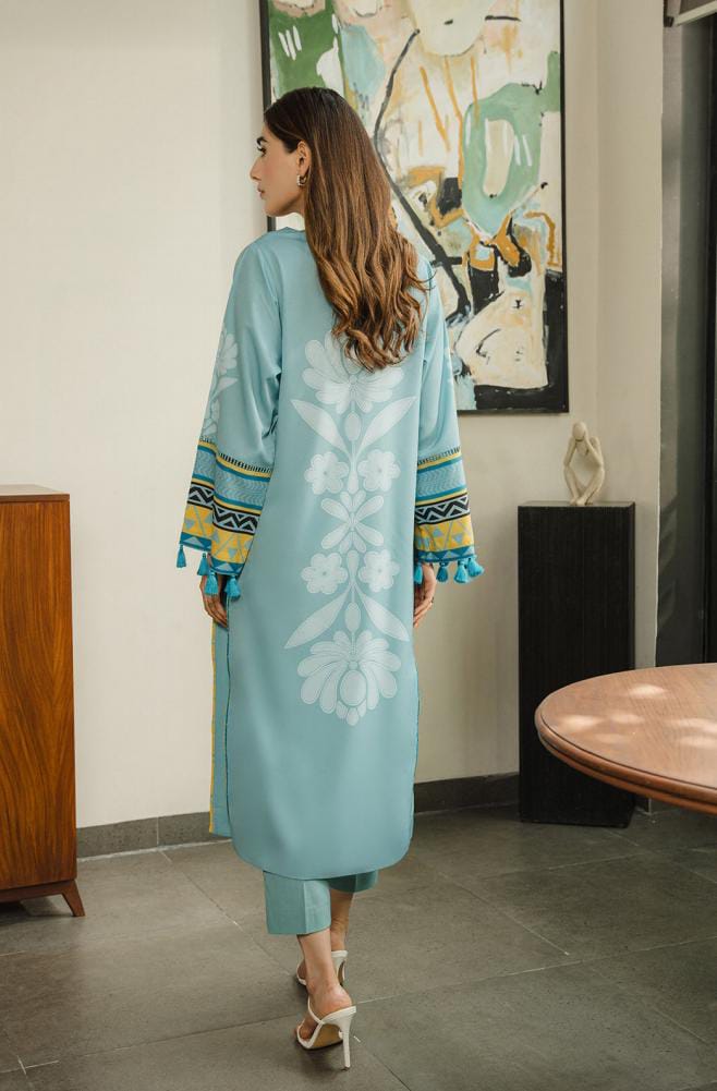 AAB - E -BAHAR AQUA 3PCS SET WITH CHAFFON DUPATTA