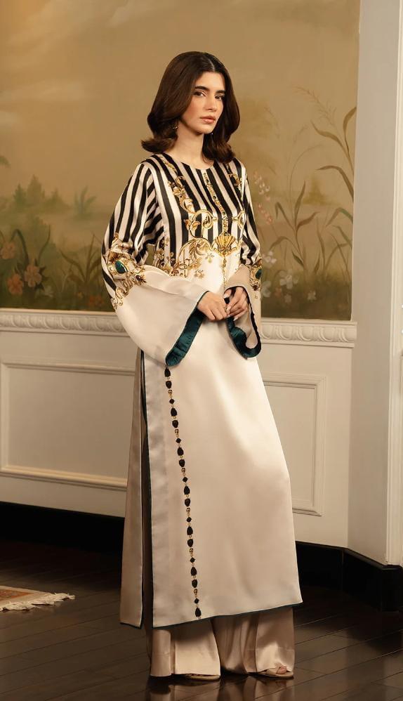 IVORY ROYAL PRINTED LONG SET 2PCS