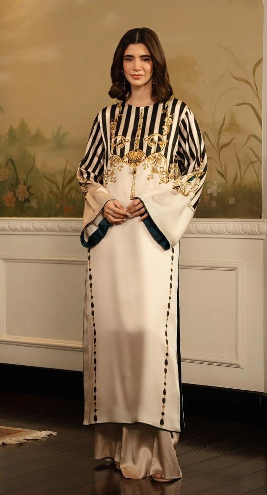 IVORY ROYAL PRINTED LONG SET 2PCS