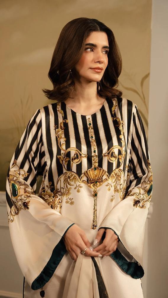 IVORY ROYAL PRINTED LONG SET 2PCS