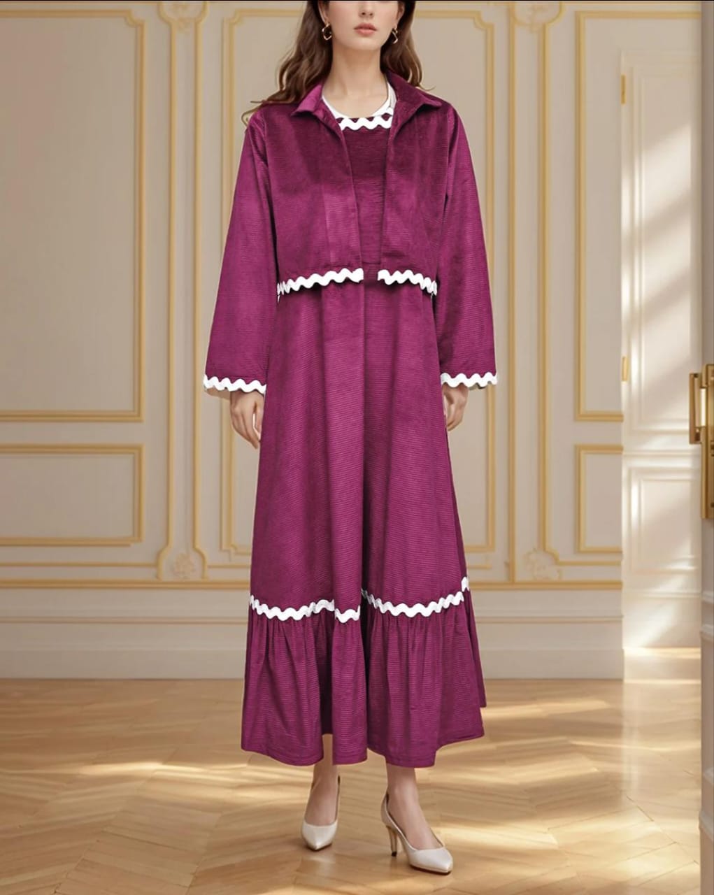 BERRY VELVET MAXI WITH COATI