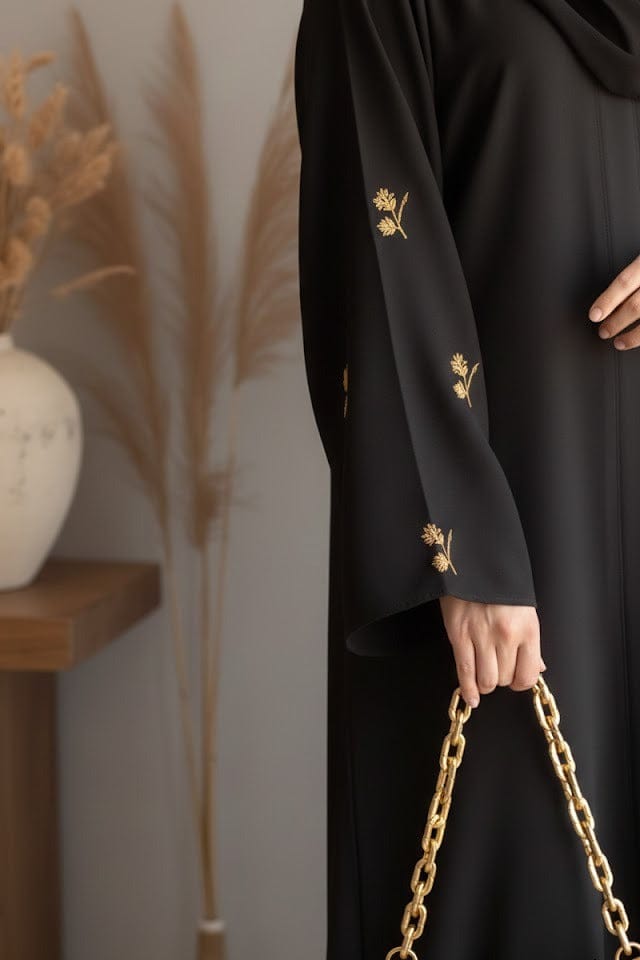 Gold Floral Embroidery Abaya