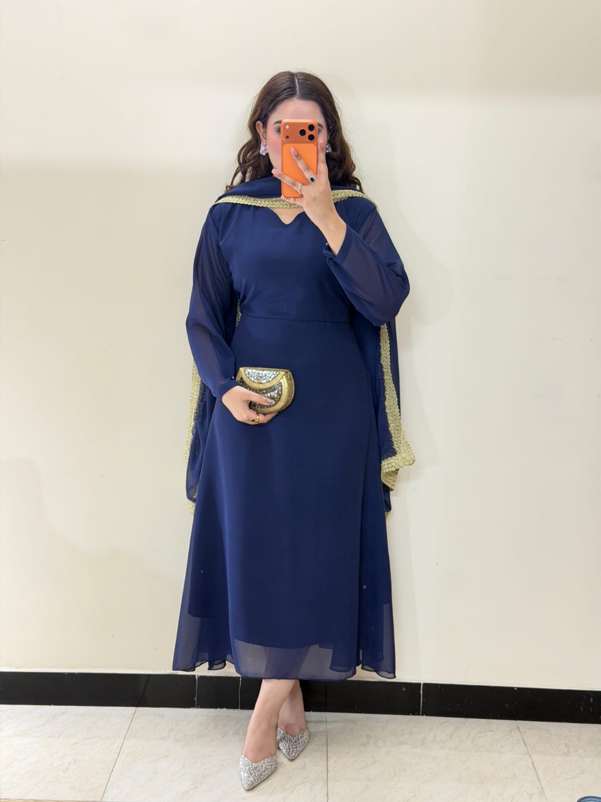 Navy Blue Umbrella Maxi Dress
