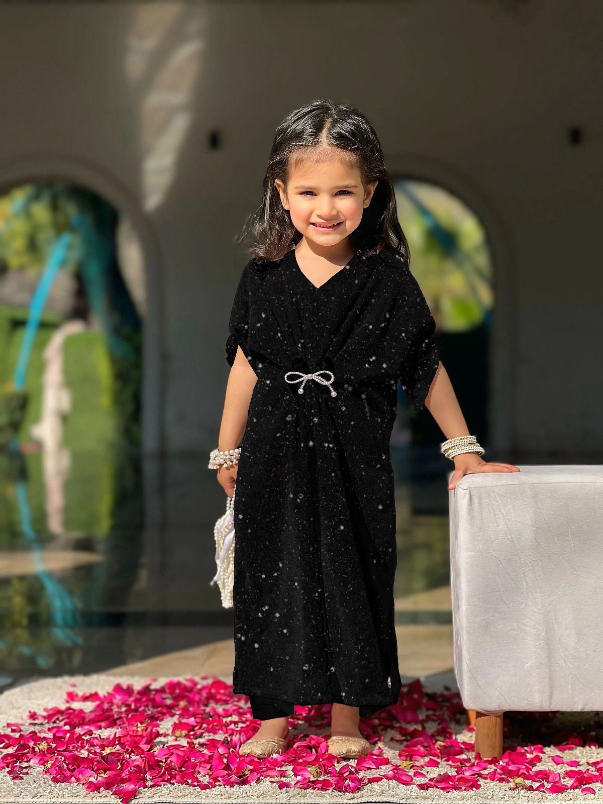 Gilitter Moonlight Straight Kids Kaftan With Trouser
