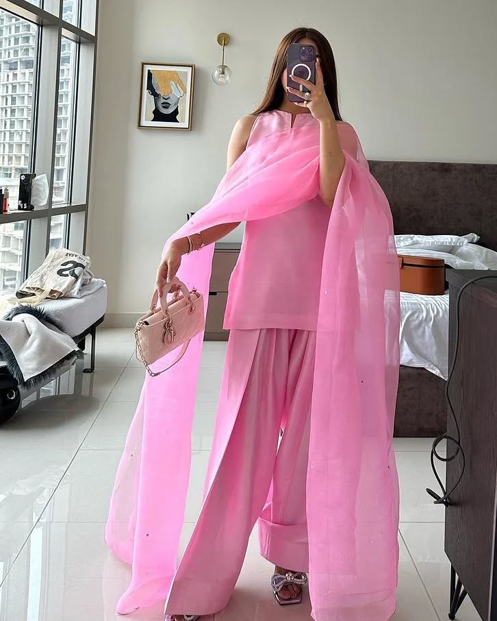 PINK FARSHI SHALWAR 3 PCS SUIT