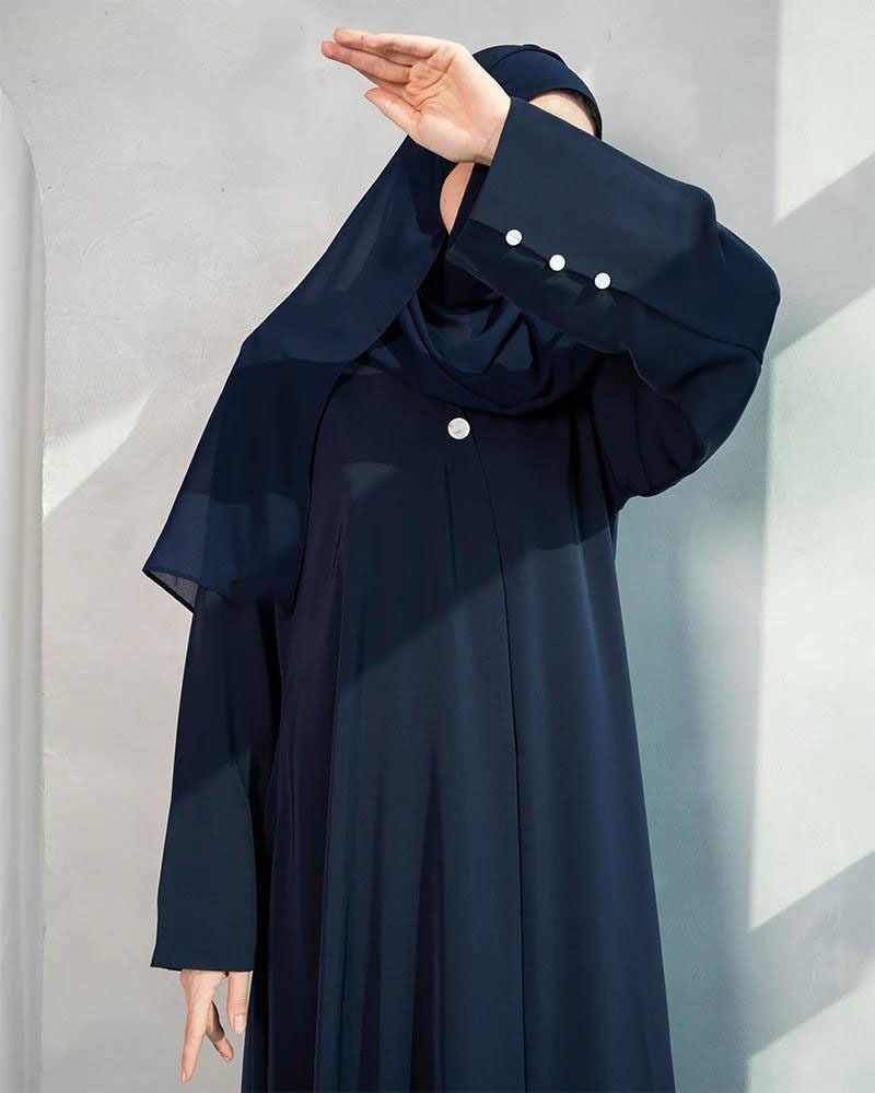 Classic Navy Abaya With Staller