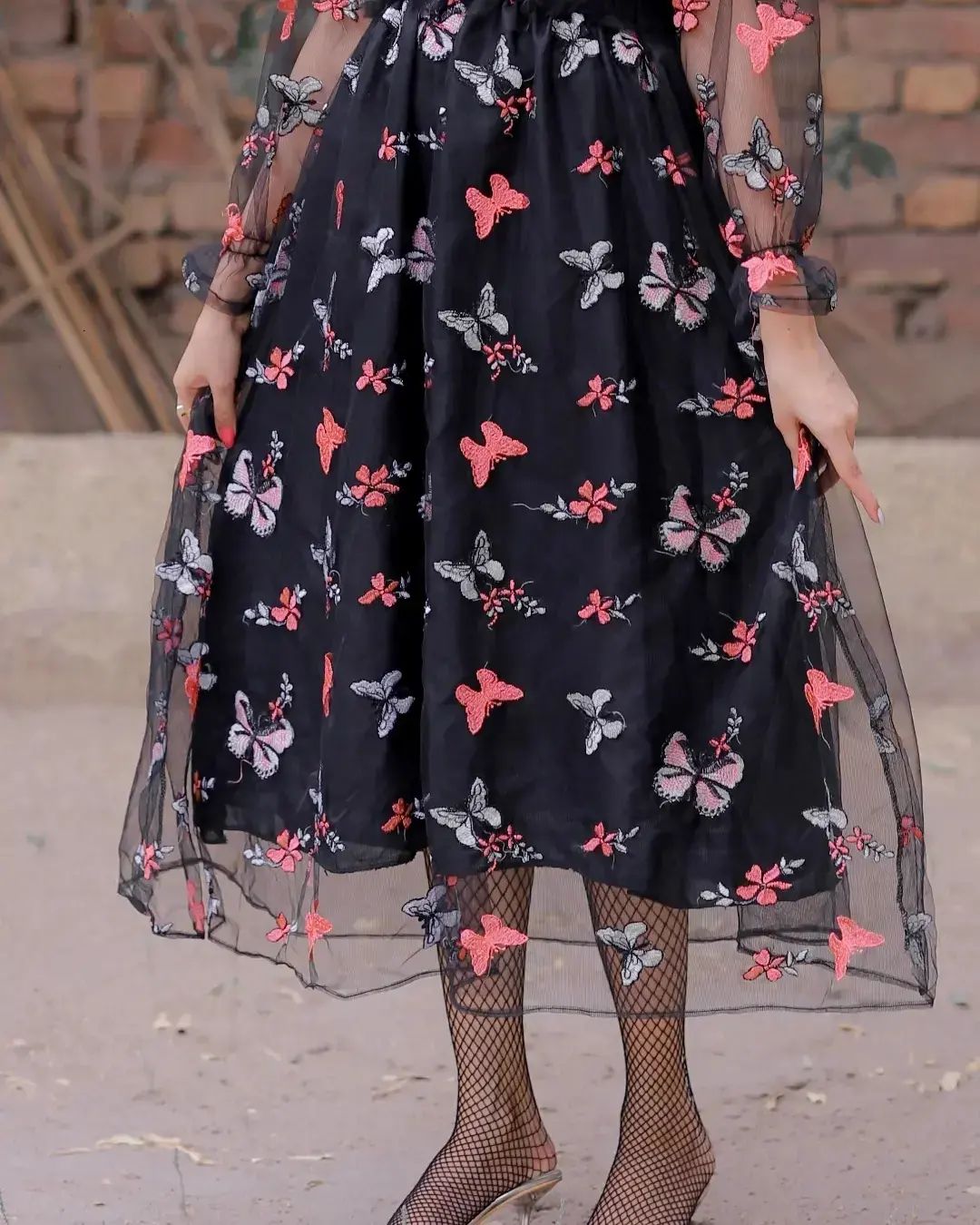 Butterfly Embroidery Dress By Pehnawayy