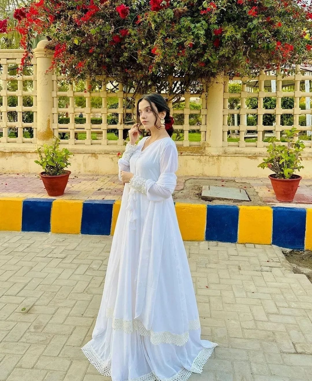 White New Chiffon Double Flair Maxi