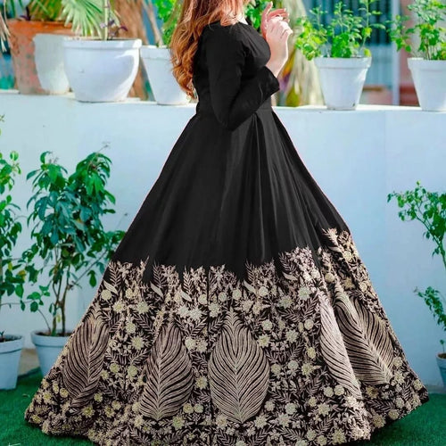 Leaf Border Embroidery Maxi