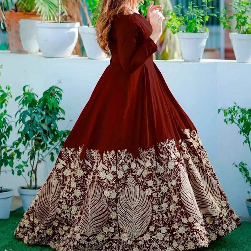 Leaf Border Embroidery Maxi