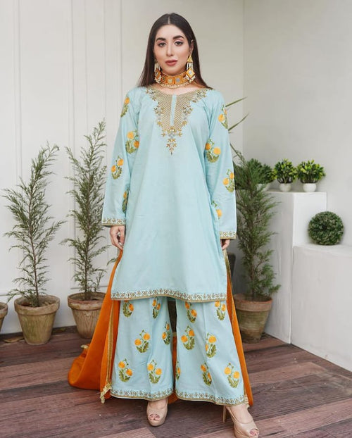 New Blue Feroza 3pcs Suit