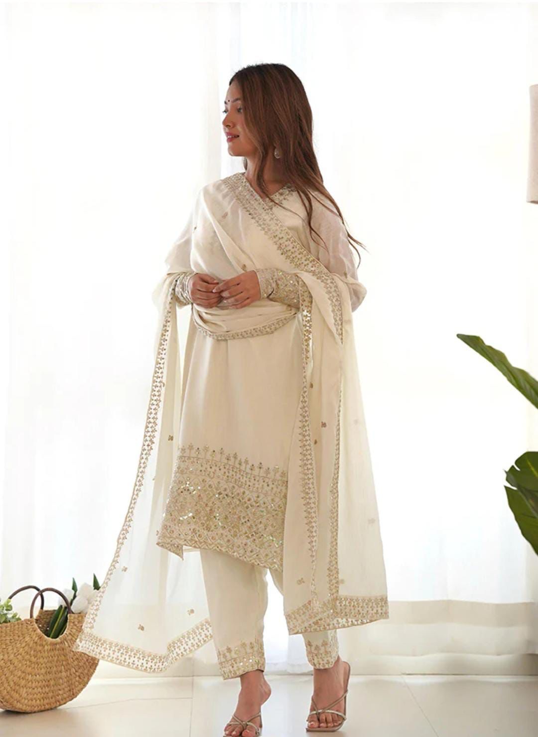 Three Piece Embroidery Suite