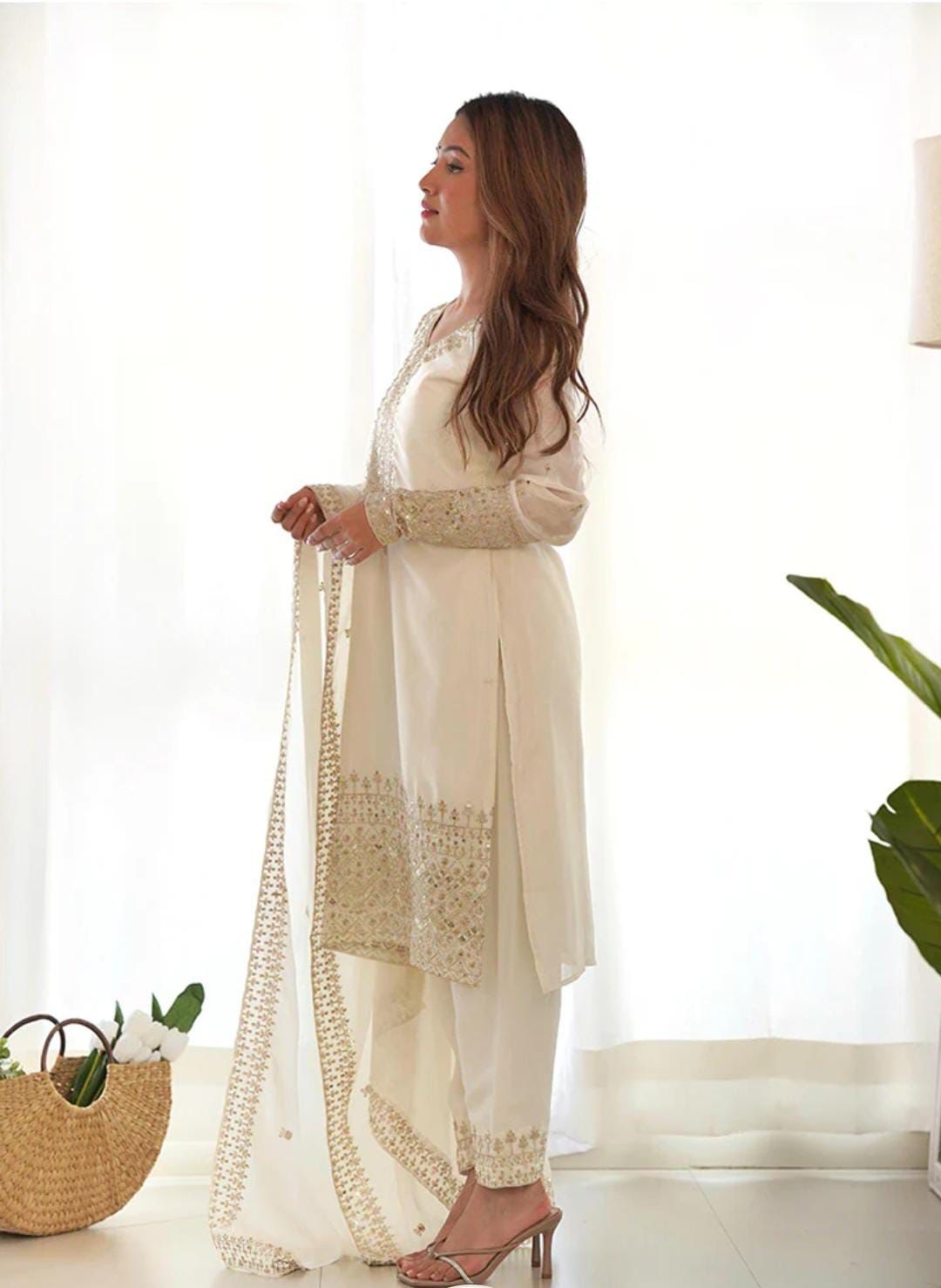 Three Piece Embroidery Suite