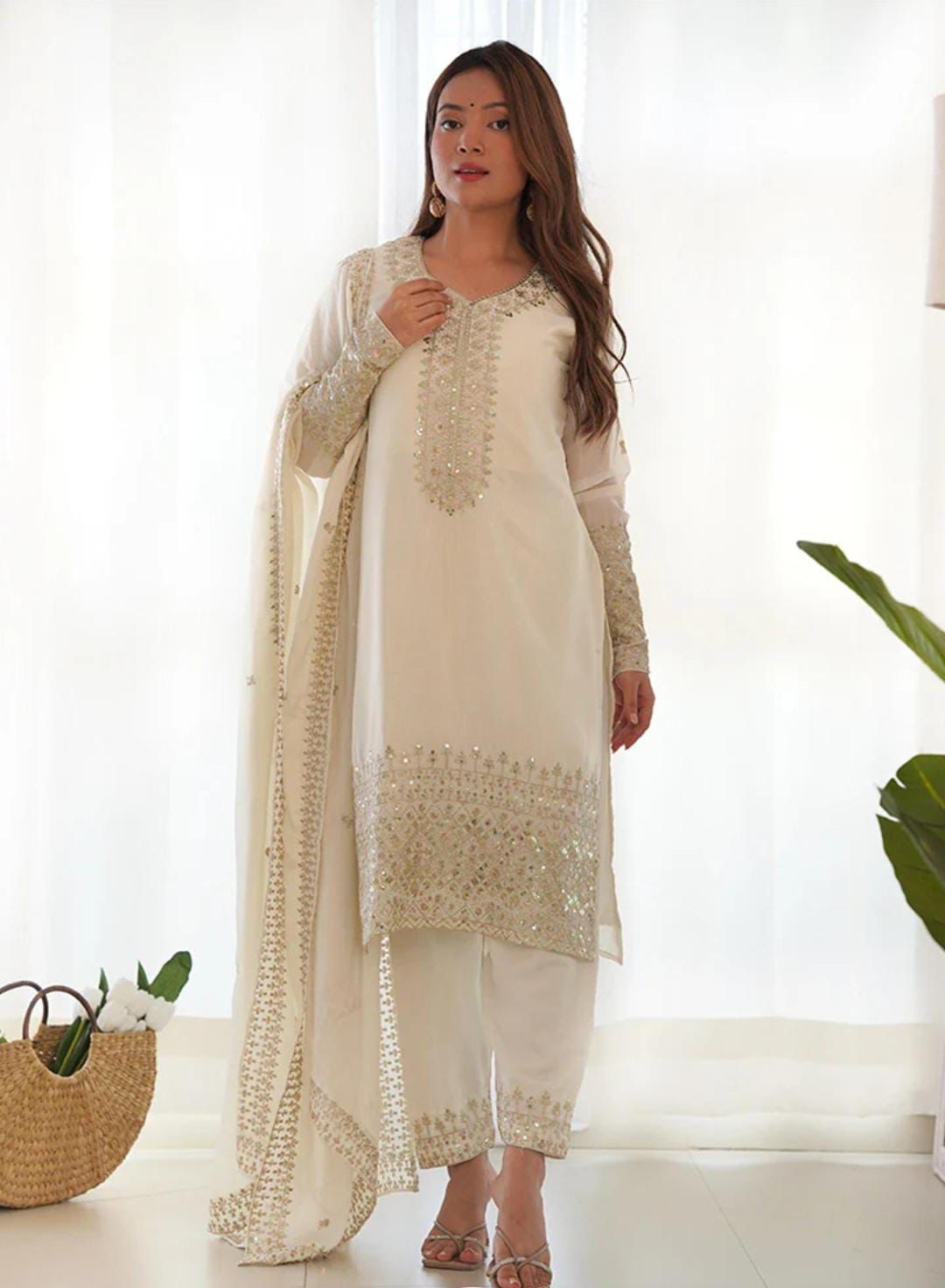 Three Piece Embroidery Suite