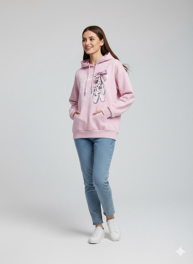 PINK HOODIE PRINTED