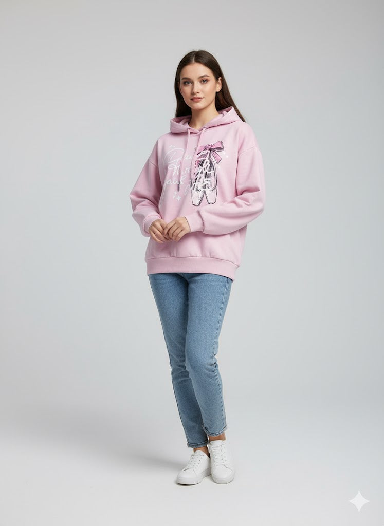 PINK HOODIE PRINTED