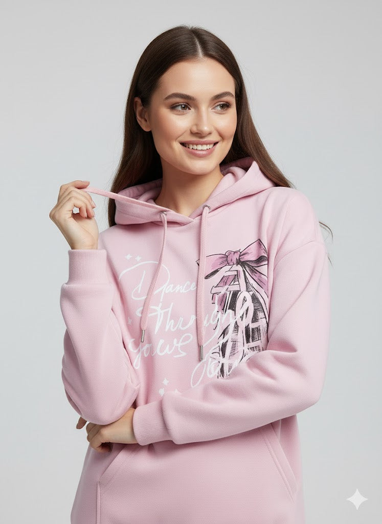 PINK HOODIE PRINTED