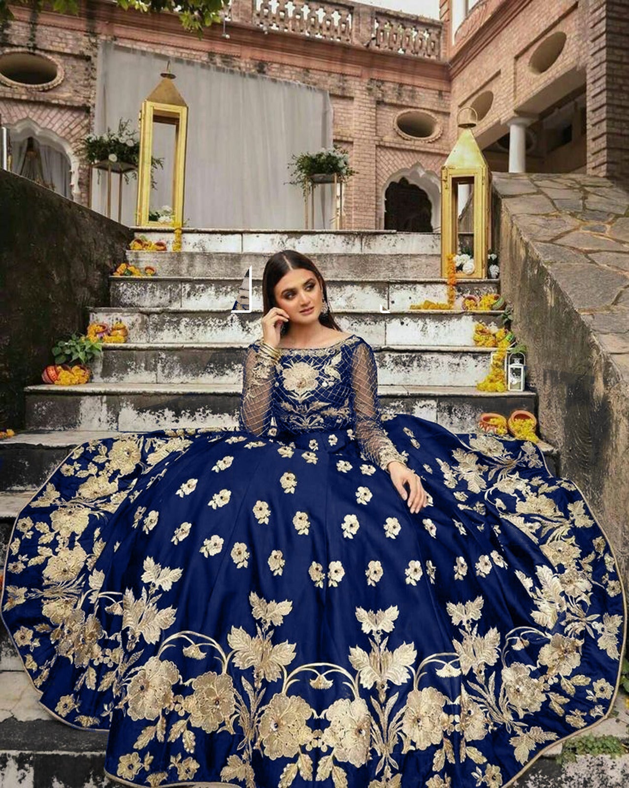 Embroidery Organza Top And Skirt 2Pcs