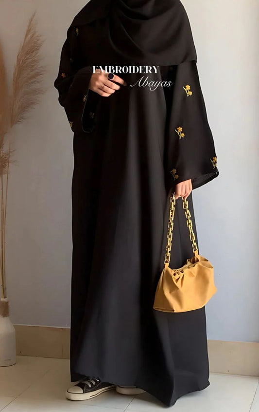 Gold Floral Embroidery Abaya