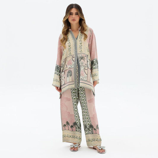 Pink Palm_Print Co_Ord Set