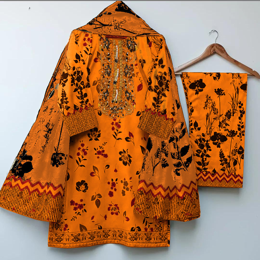 Floral Kurti With Gold Embroidery