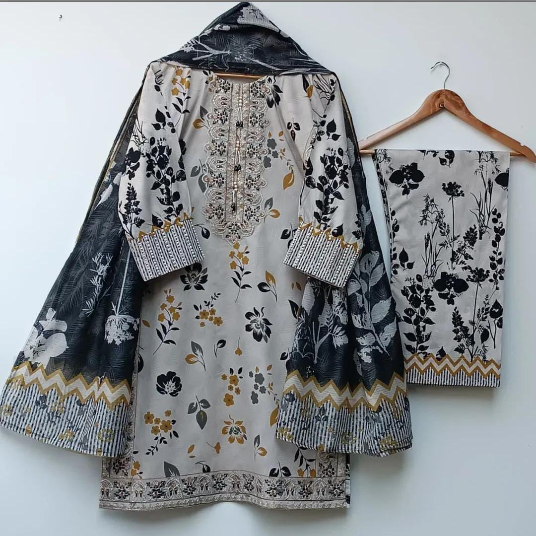 Floral Kurti With Gold Embroidery