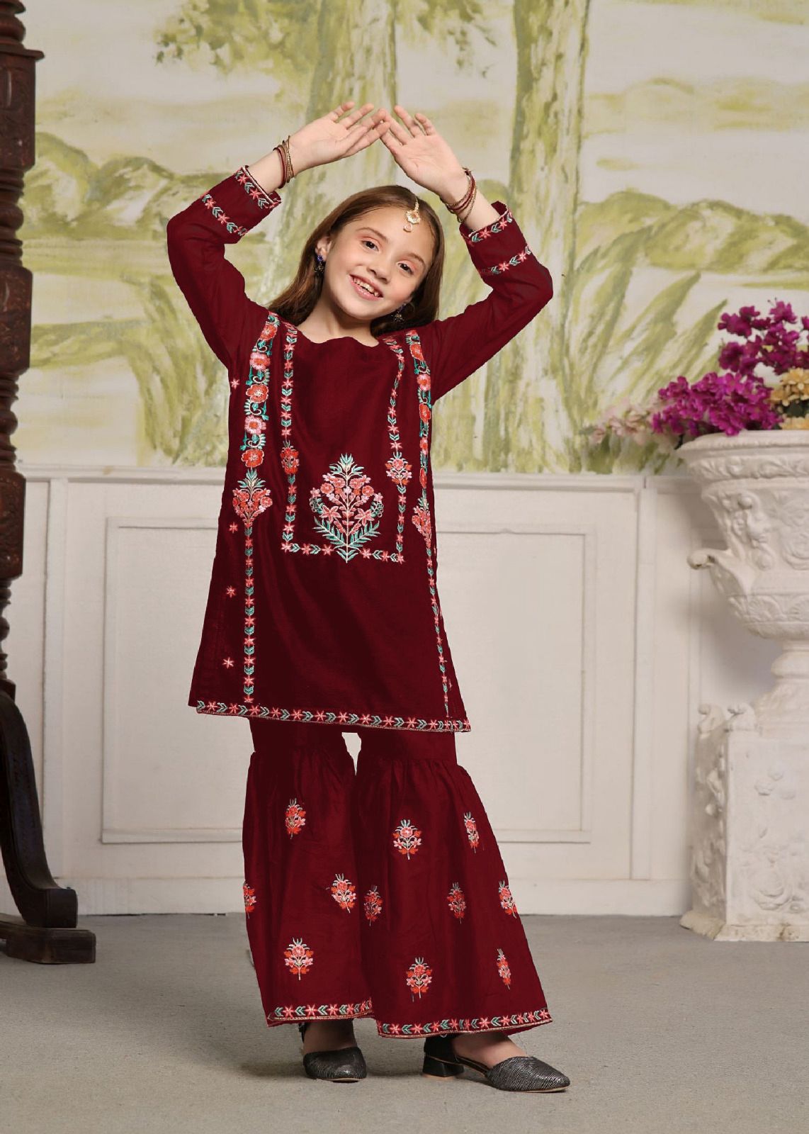 Shirt With Embroidered Garara KIds 2 Pcs