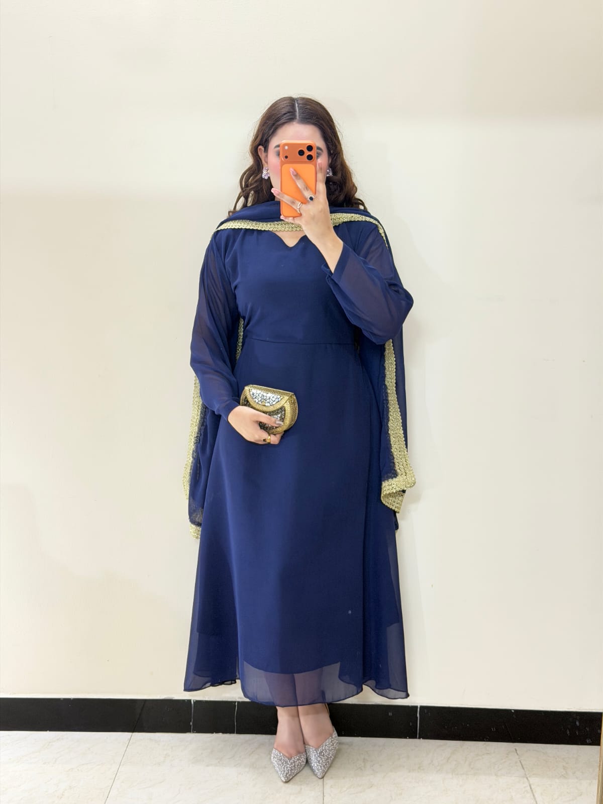 Navy Blue Umbrella Maxi Dress