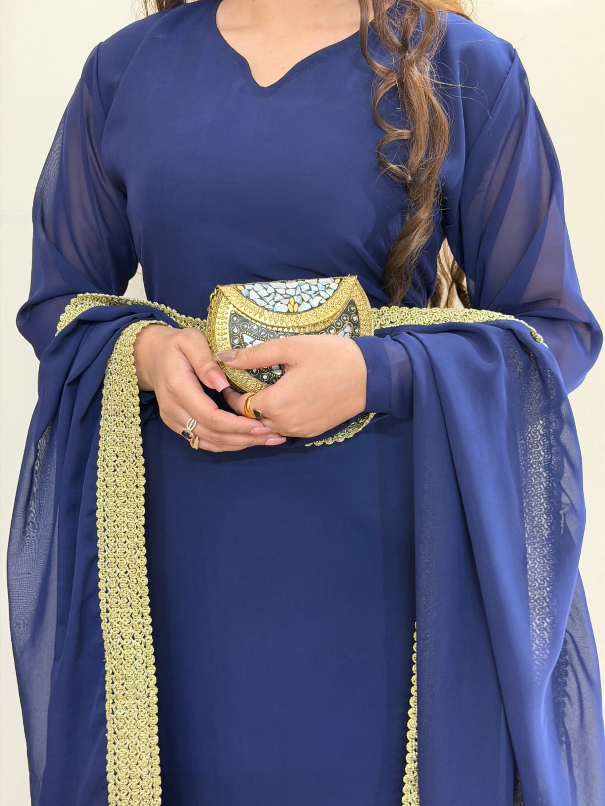 Navy Blue Umbrella Maxi Dress