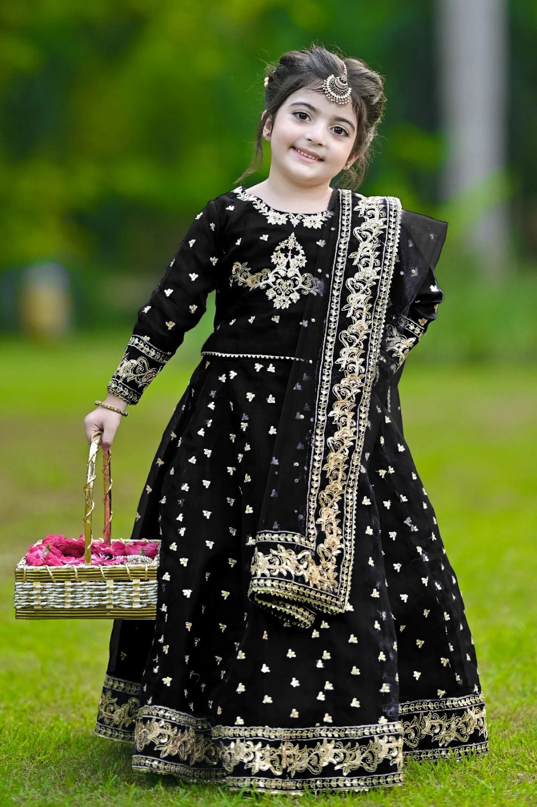 Top and skirt Embroidered with Dupatta kids 3pcs