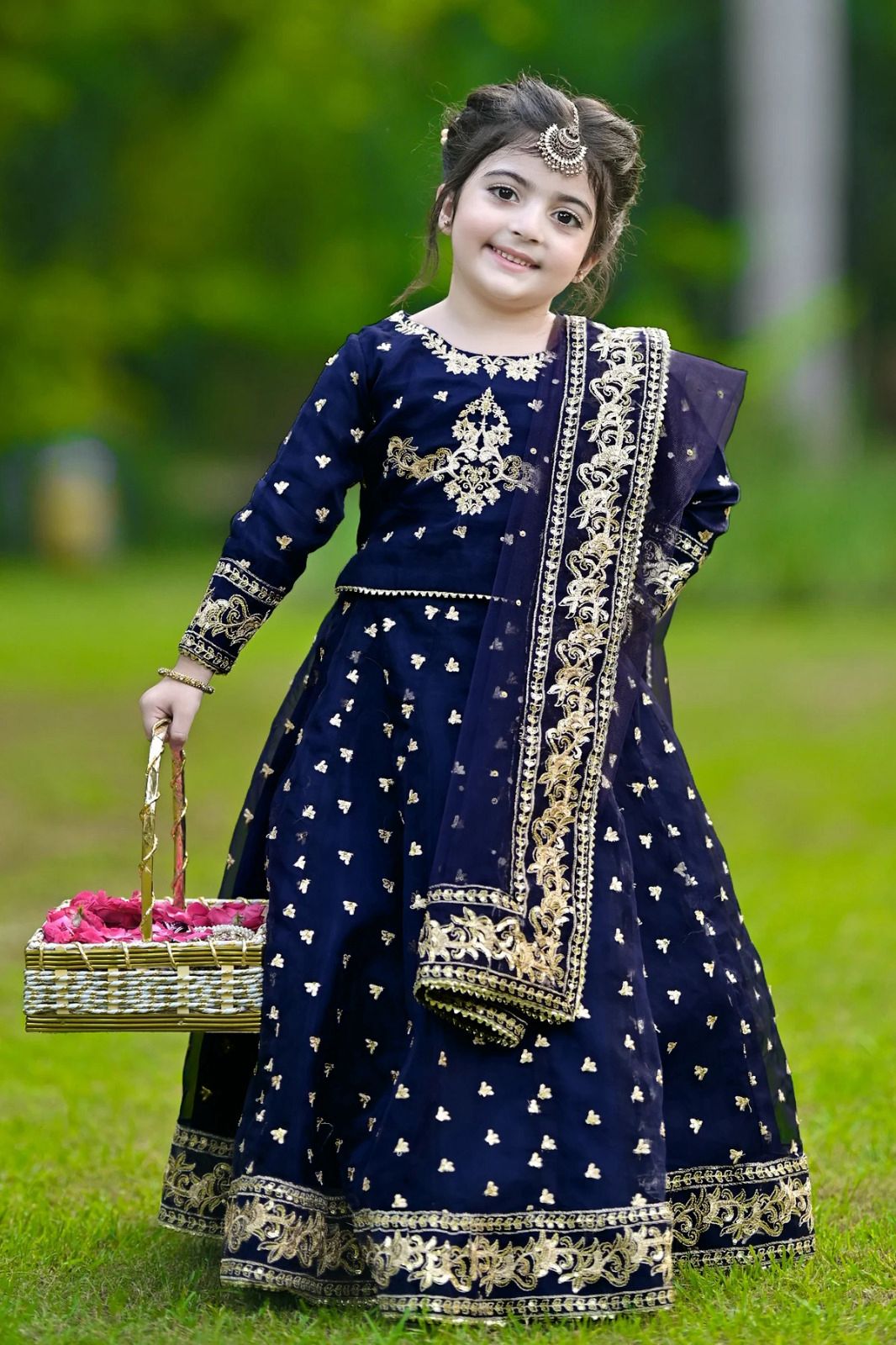 Top and skirt Embroidered with Dupatta kids 3pcs
