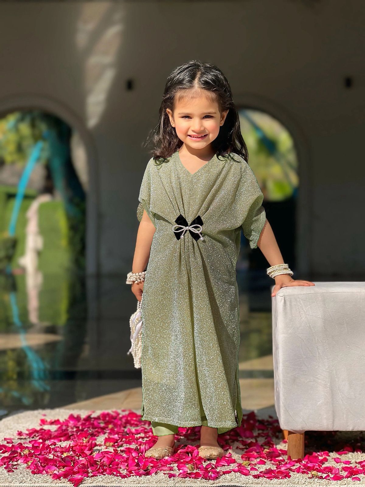 Gilitter Moonlight Straight Kids Kaftan With Trouser