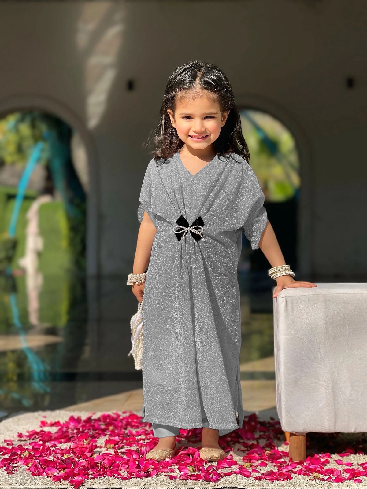 Gilitter Moonlight Straight Kids Kaftan With Trouser