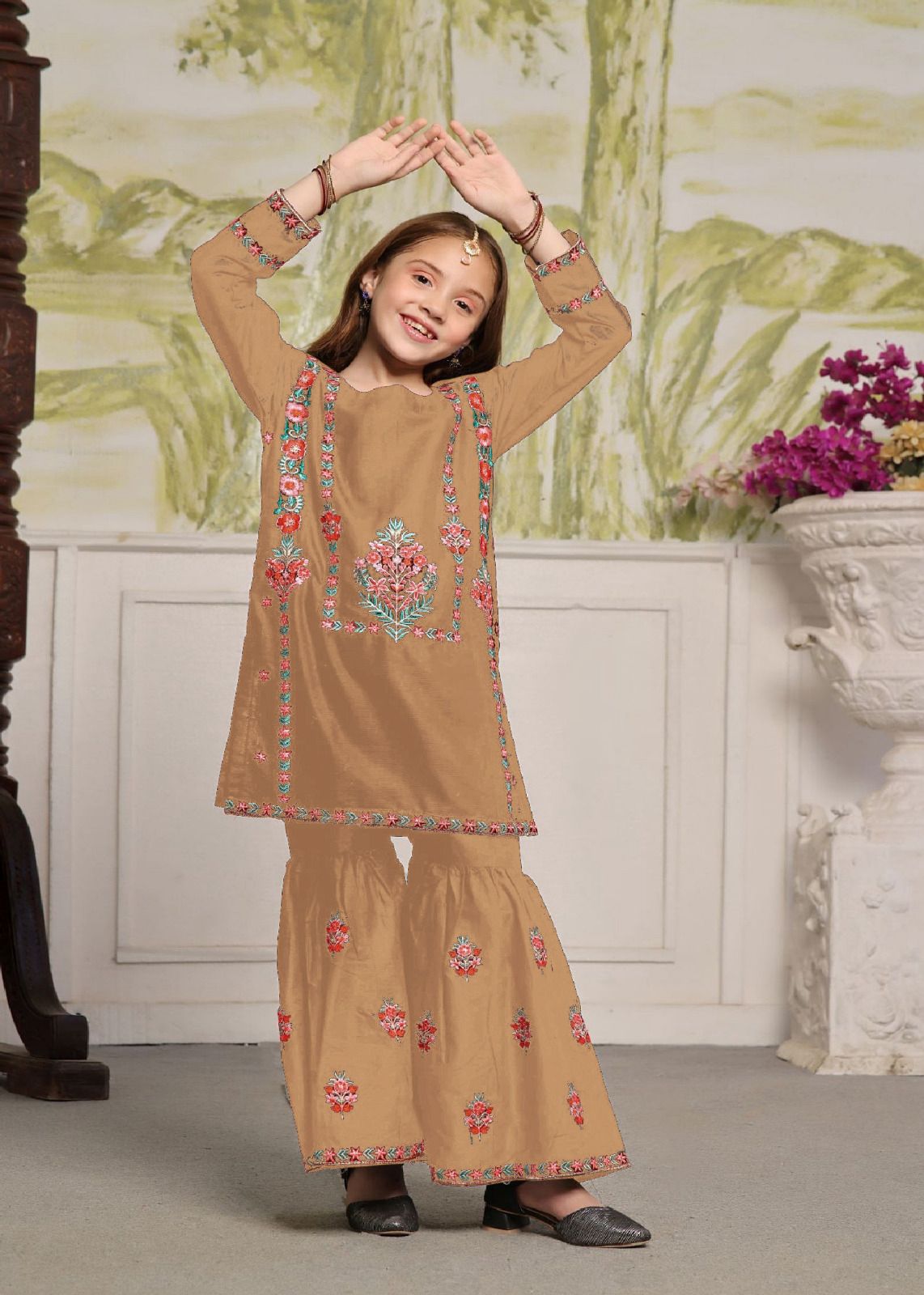 Shirt With Embroidered Garara KIds 2 Pcs