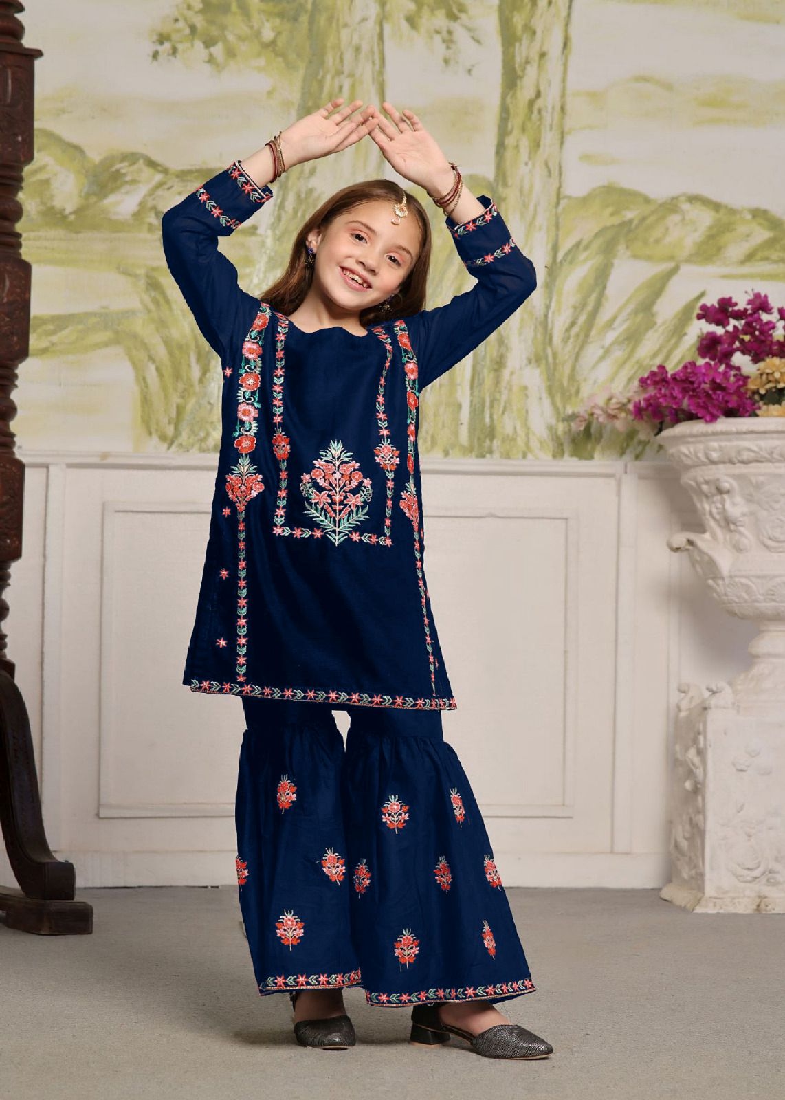 Shirt With Embroidered Garara KIds 2 Pcs