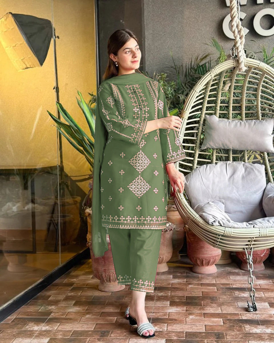 Sequence Embroidery 3pcs Suit