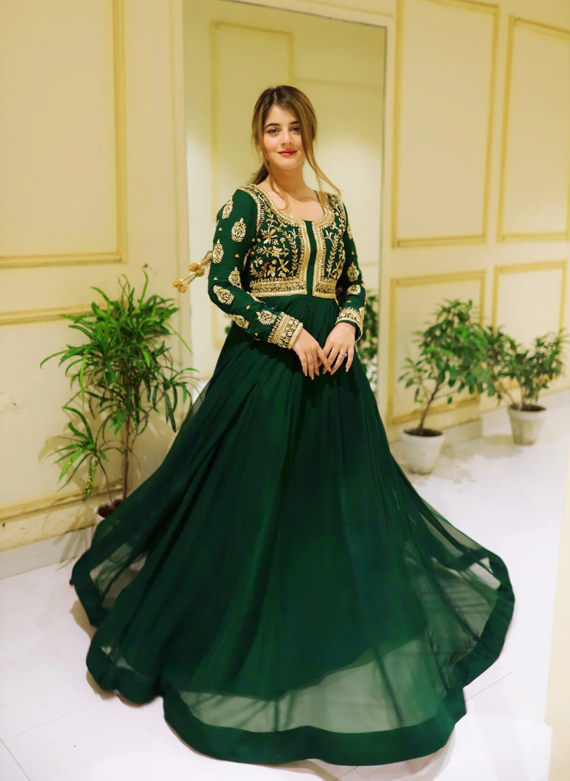 Luxurious Maxi Dress With Gold Embroidery