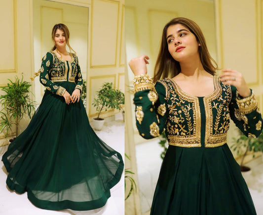 Luxurious Maxi Dress With Gold Embroidery