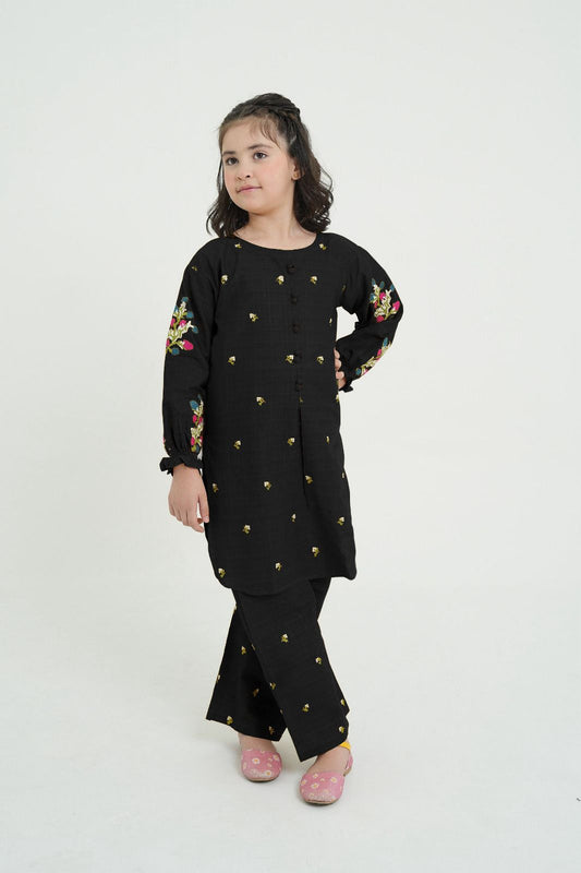 Embroidered Shirt And Embroidered Flapper Kids 2Pcs