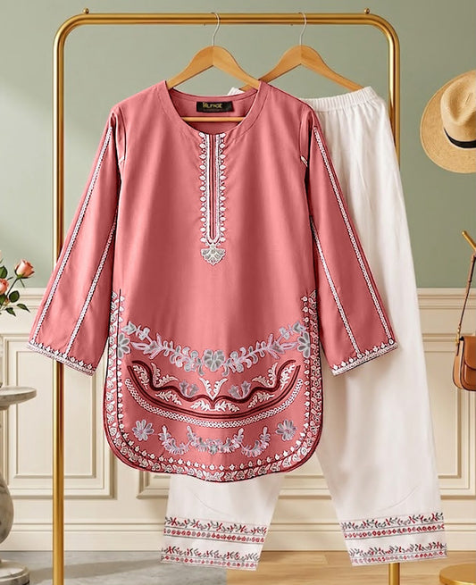 Dusty Pink Embroidered Co_Ord Set
