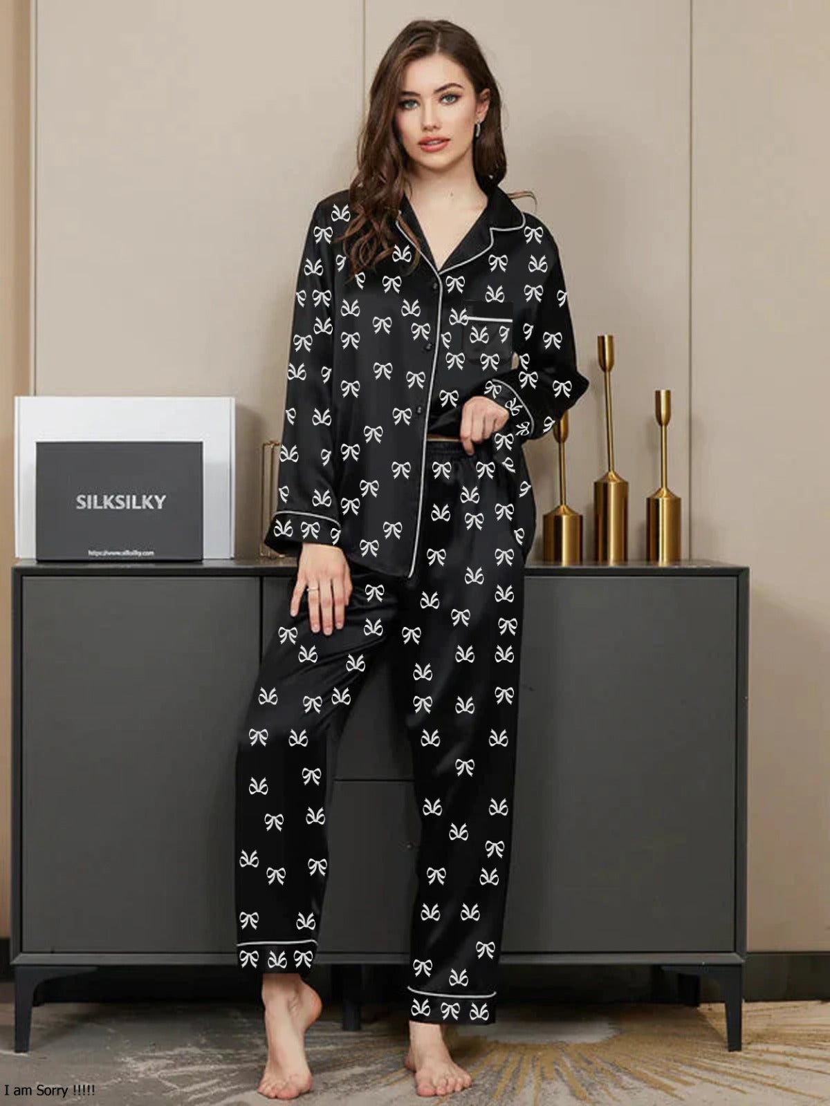 Bow Print NightSuit 3Pcs
