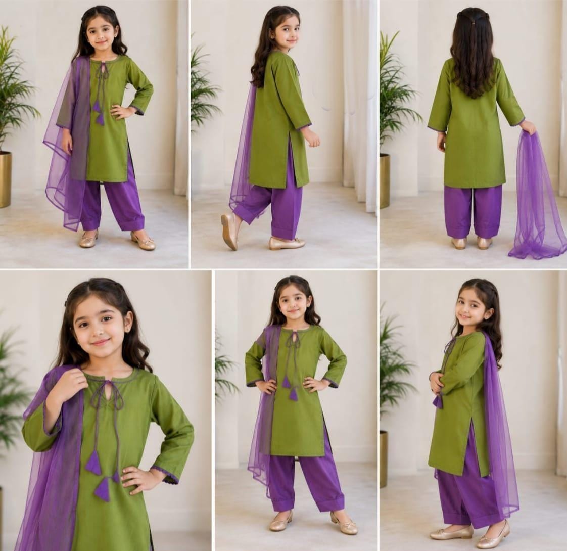 Mint Green + Lavender kids 3_piece Set💚💜
