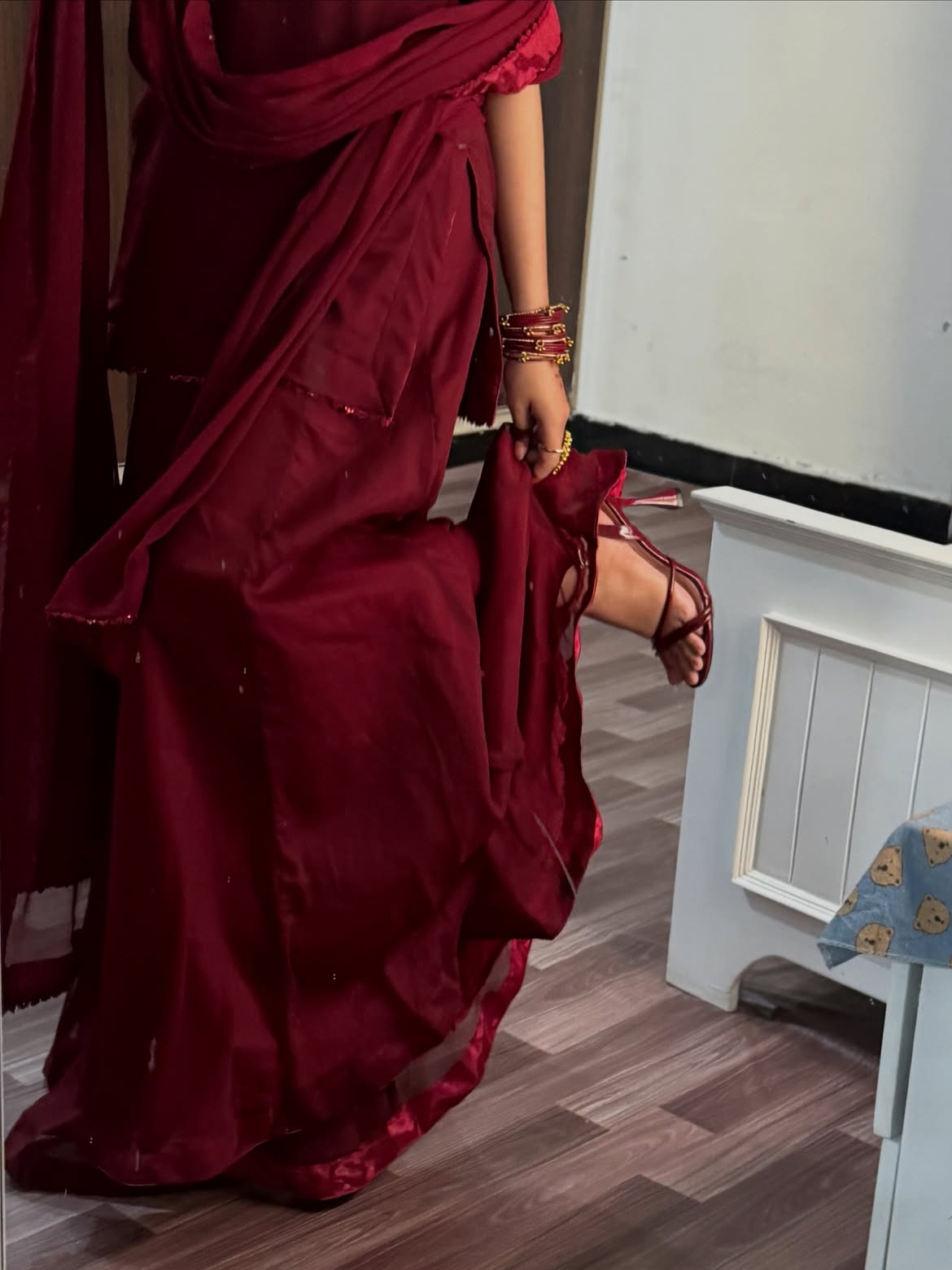 "RANI-E-SURKH (3PC) WITH CHIFFON DUPATTA"