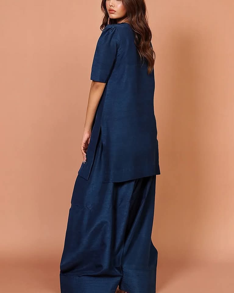 NAVY BLUE FARSHI SHALWAR 3 PCS SUIT