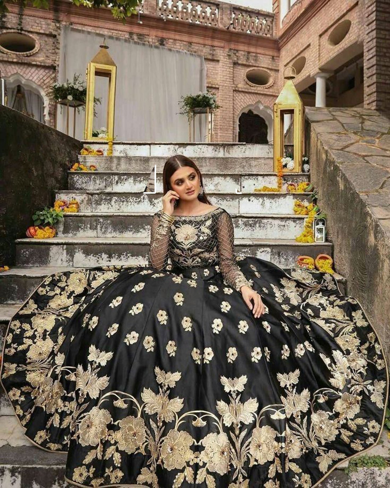 Embroidery Organza Top And Skirt 2Pcs