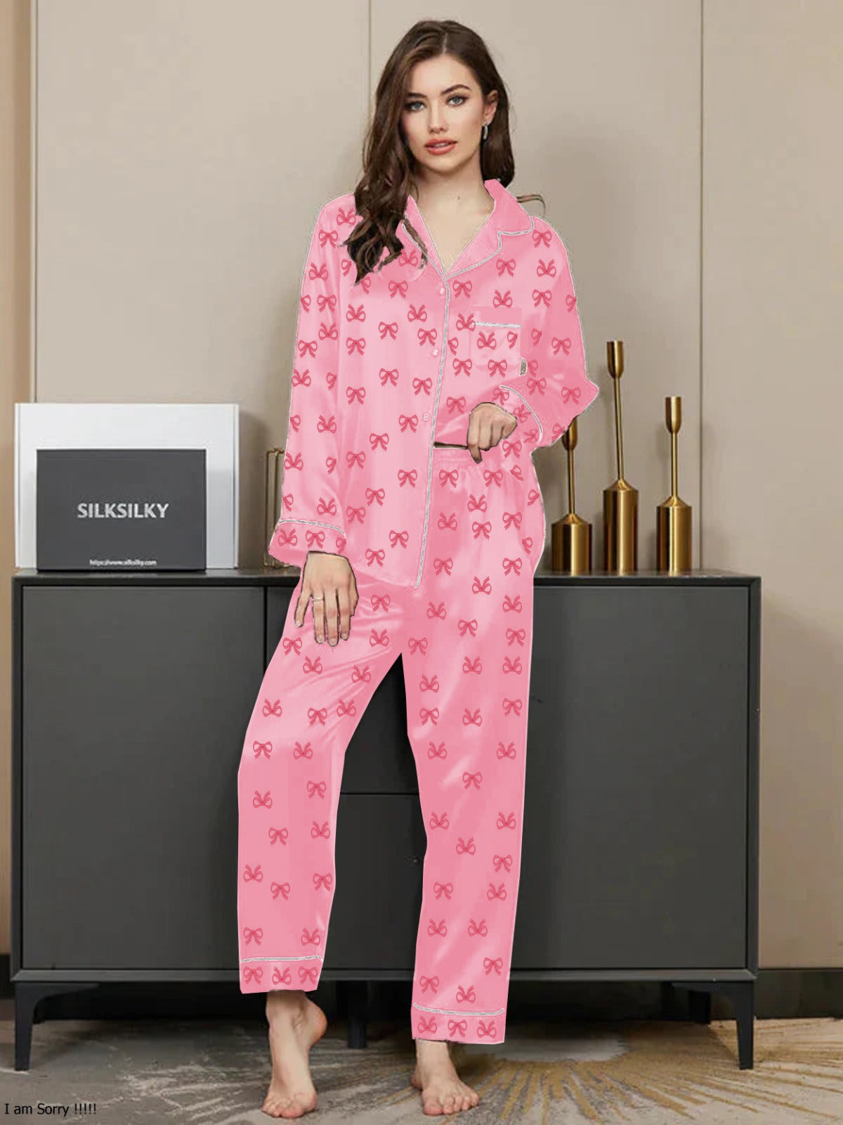 Bow Print NightSuit 3Pcs