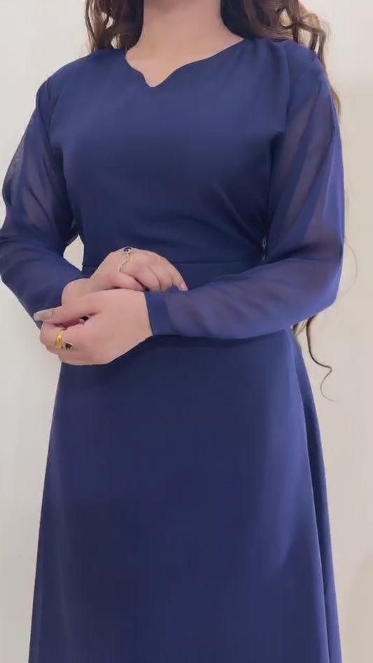 Navy Blue Umbrella Maxi Dress