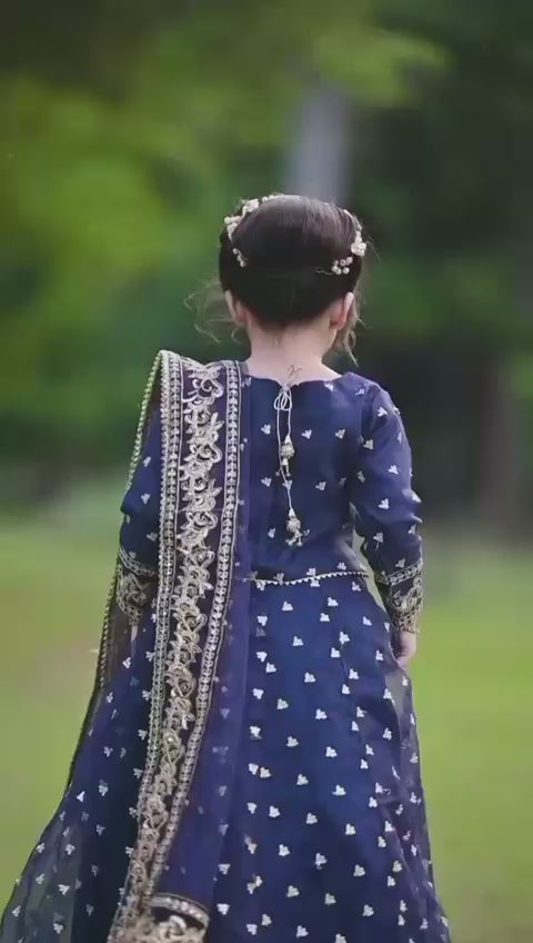 Top and skirt Embroidered with Dupatta kids 3pcs